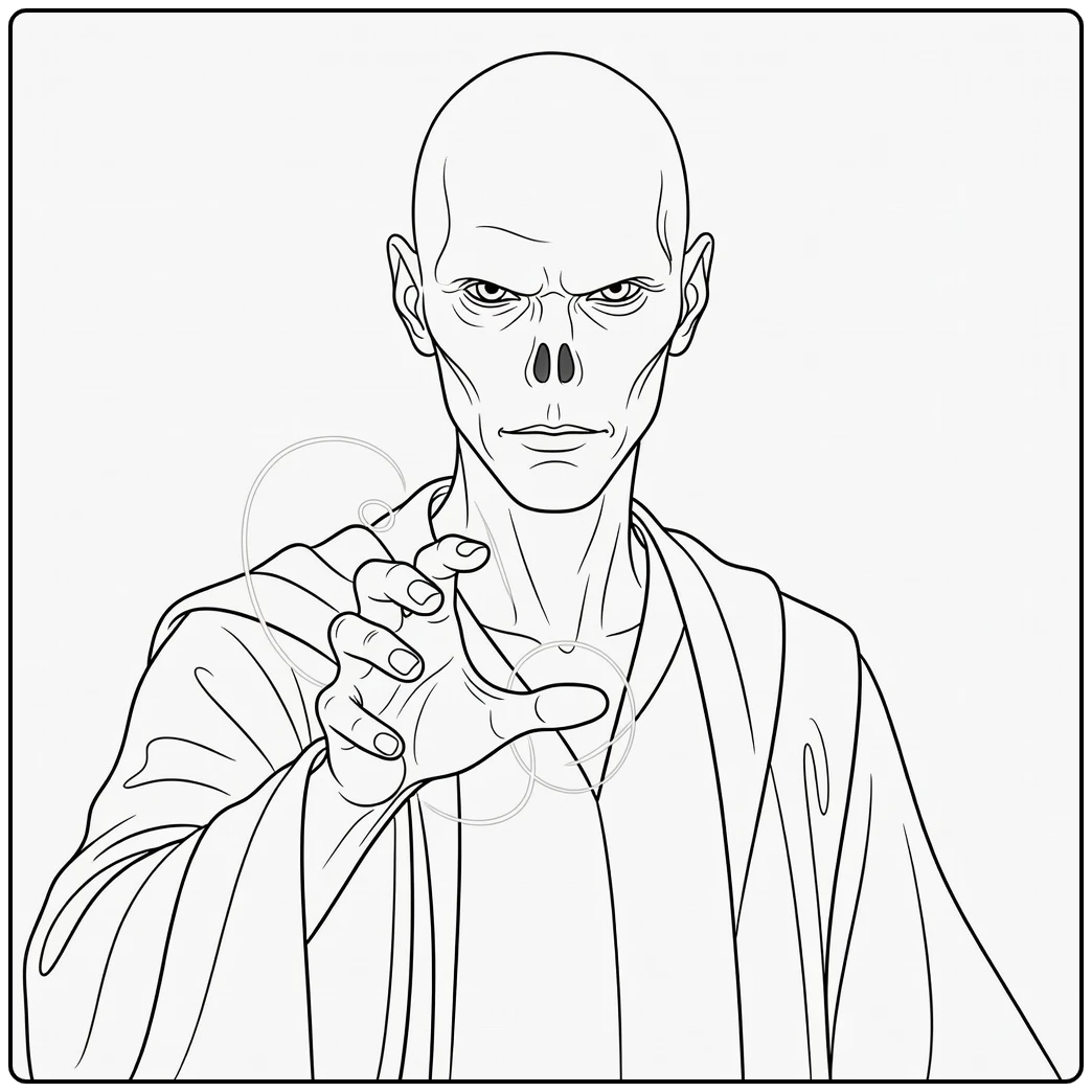 Voldemort Harry Potter Snake-like Face Cold coloring page