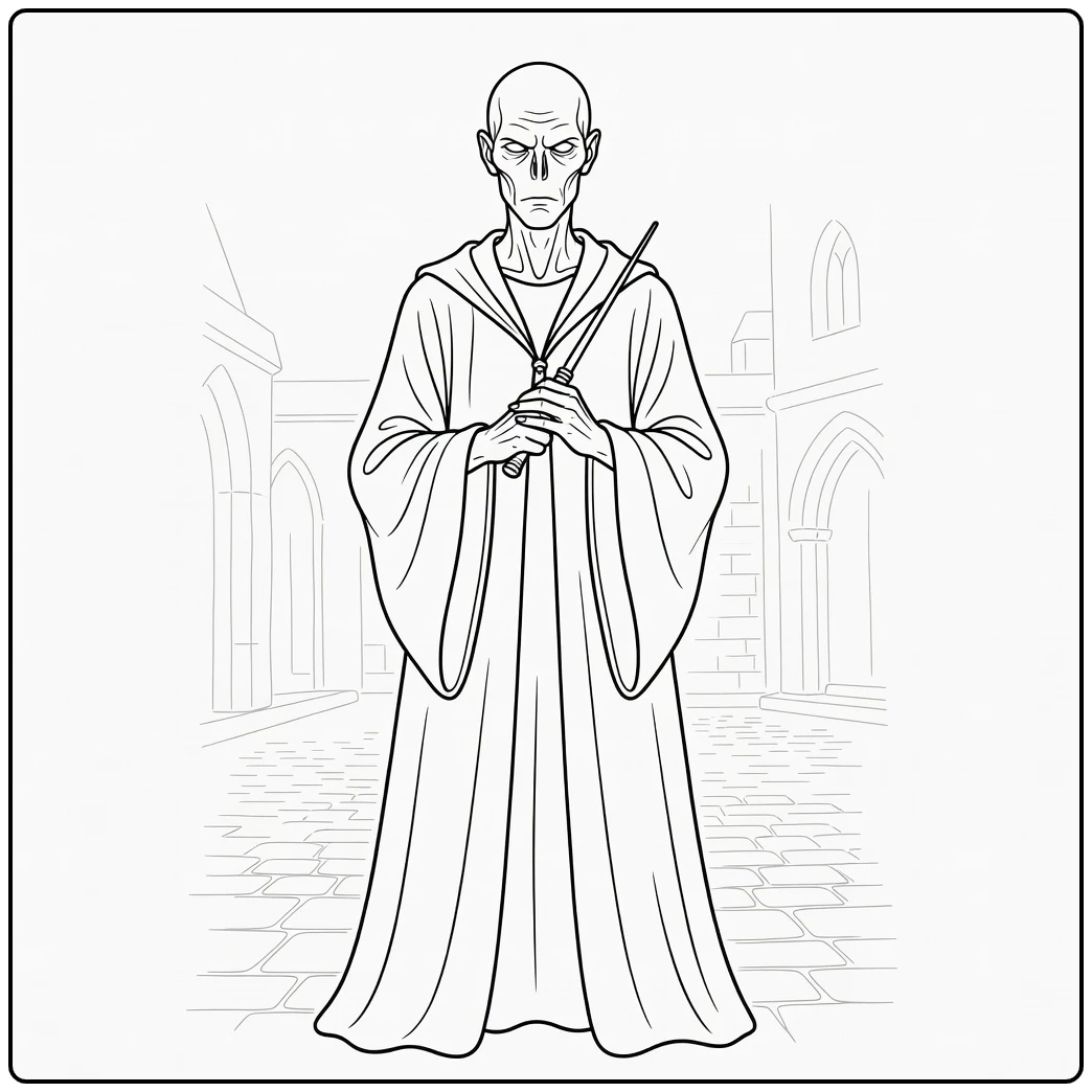 Voldemort Harry Potter Full Length Hogwarts coloring page