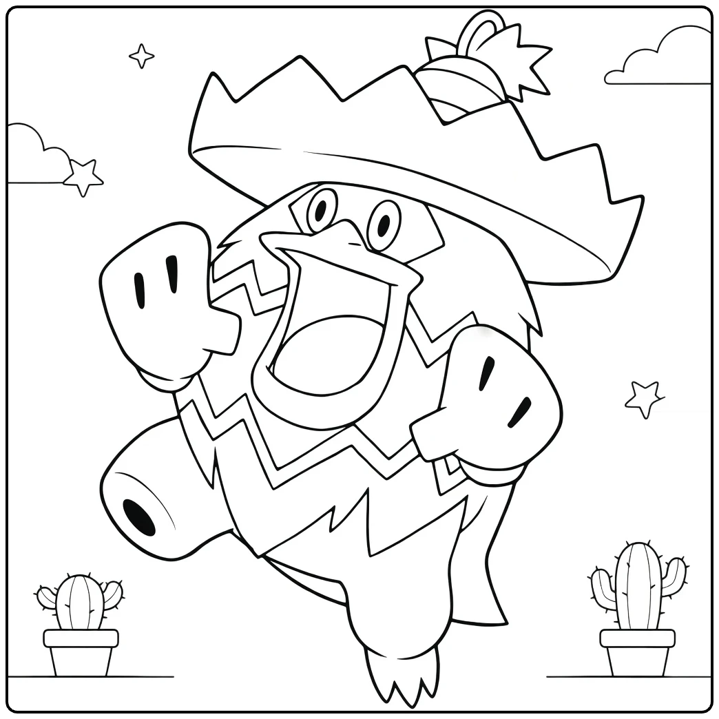 Cheerful Ludicolo Water Pokemon Hat coloring page