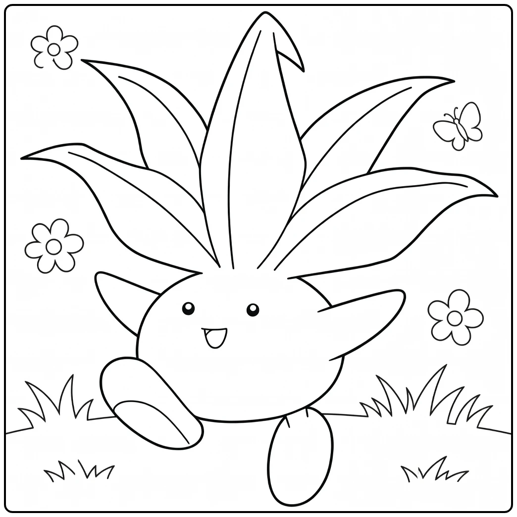 Cheerful Oddish in the Nature coloring page