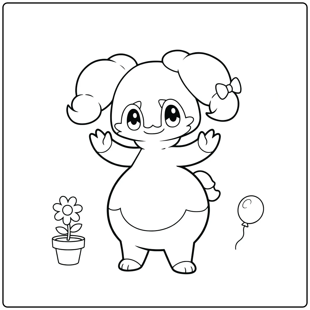 Cheerful Pokemon Indeedee for Children coloring page