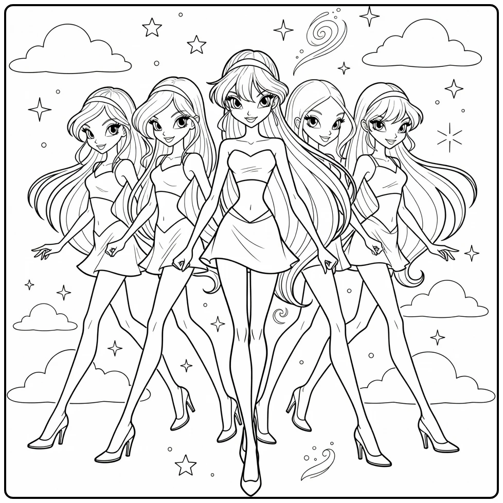 Winx Club coloring page with a magical fairy character