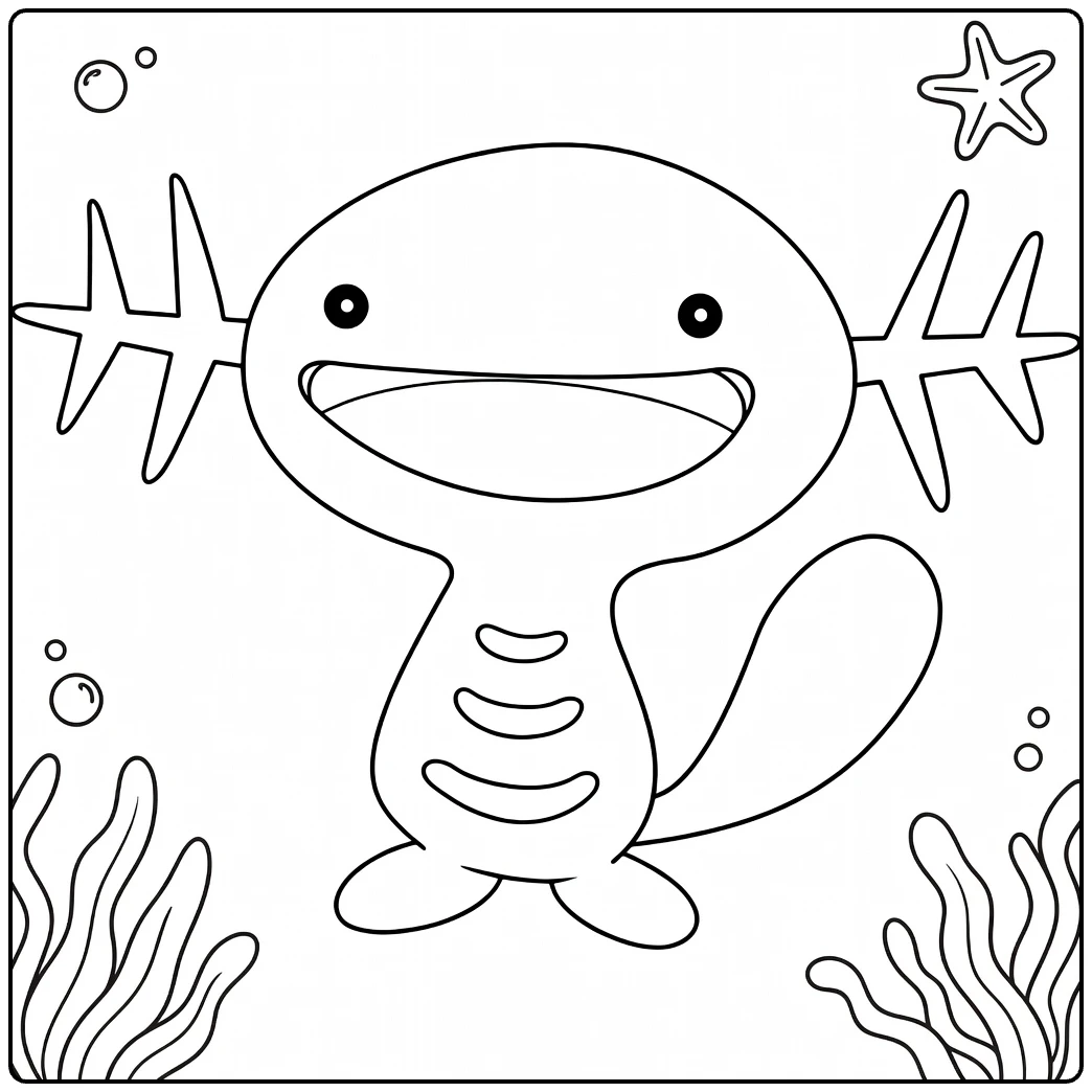 Water Pokemon Cheerful Underwater Wooper coloring page
