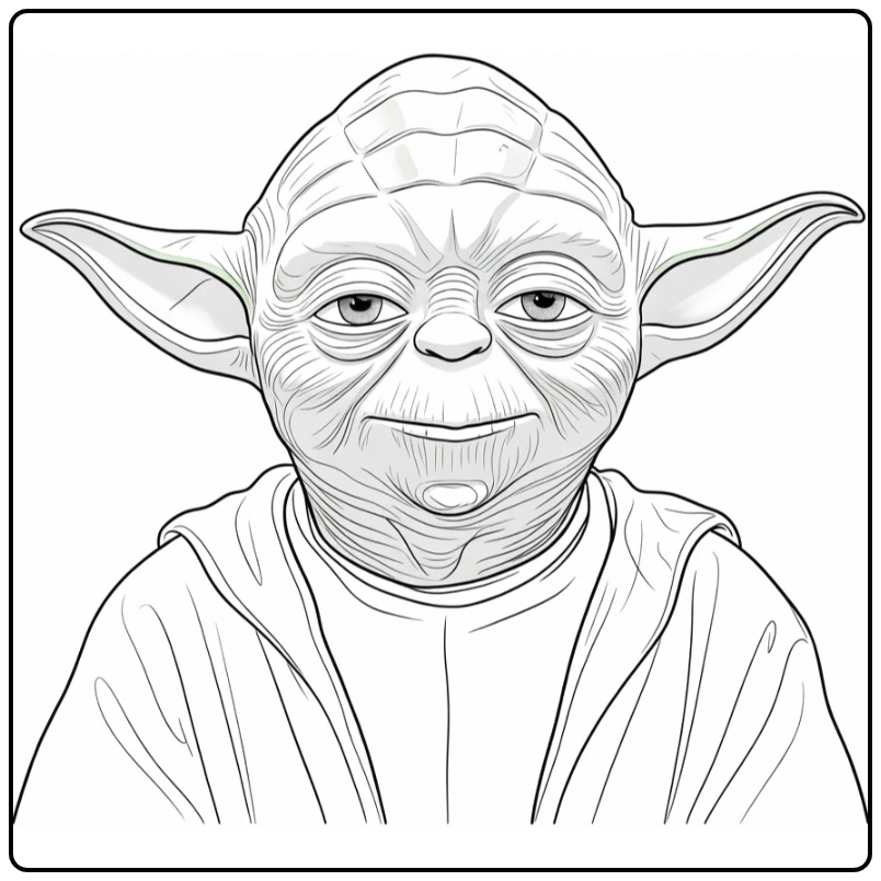 Yoda Wise Close Up Portrait with Big Ears coloring page