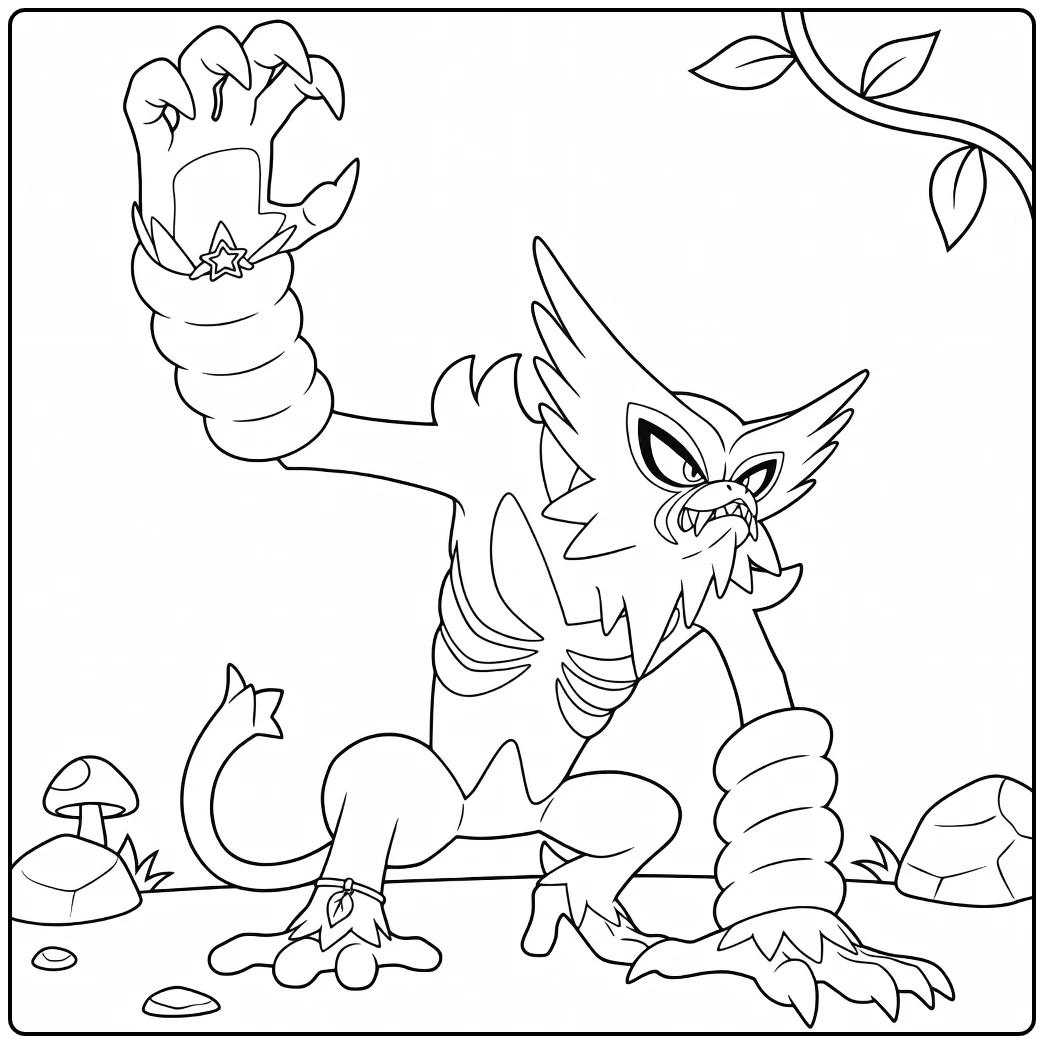 Zarude in Dynamic Attack Pose coloring page