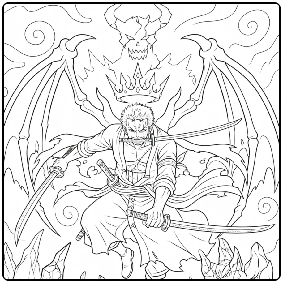 Zoro King of Hell One Piece for Children coloring page