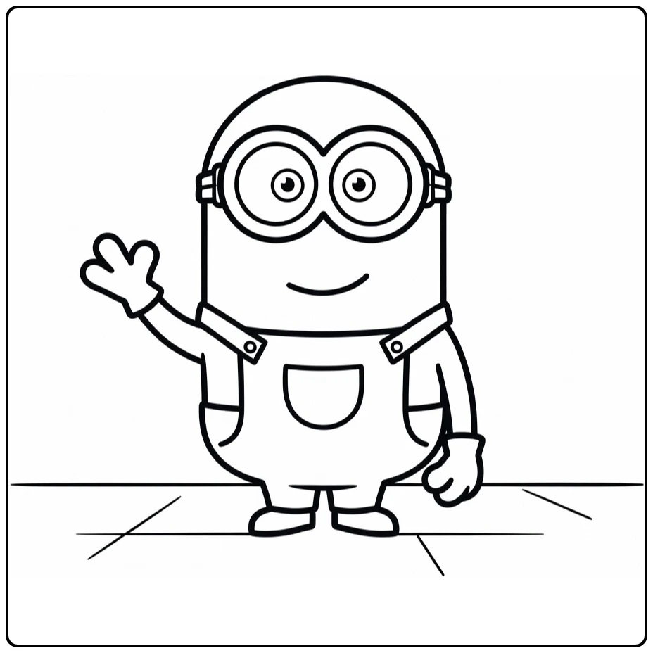 Waving Minion Easy coloring page