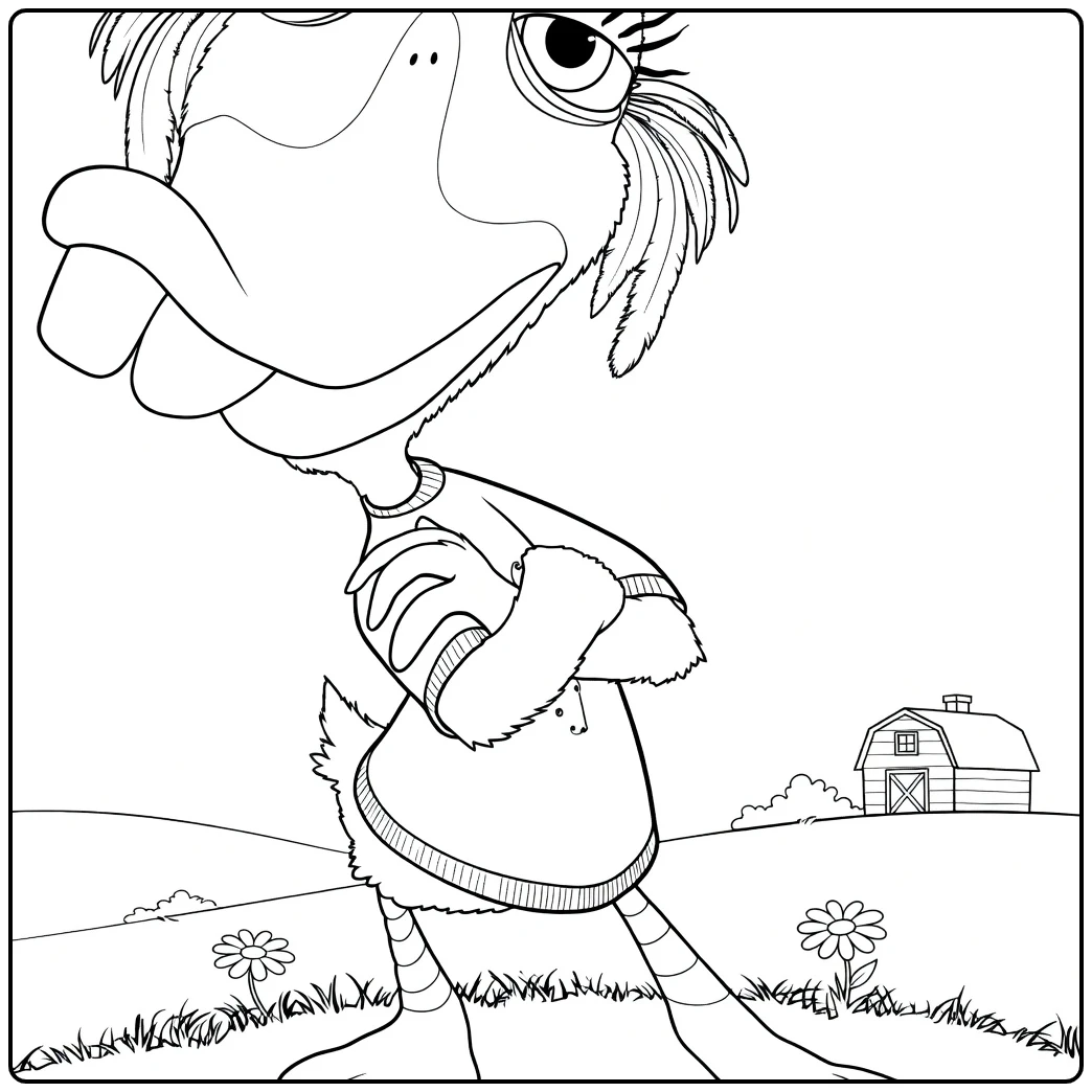abby Mallard Cartoon Duck in Landscape coloring page