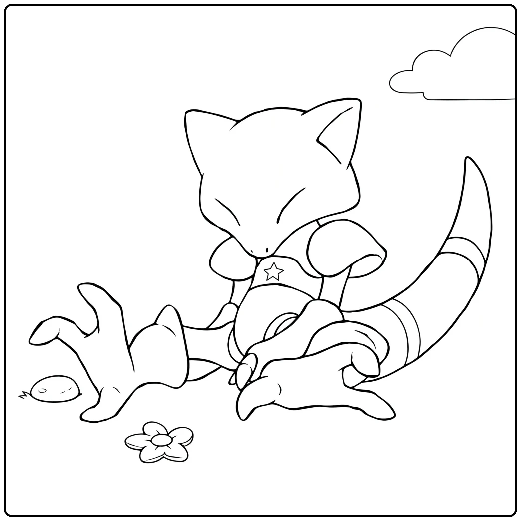 abra coloring page cute abra rust with flower