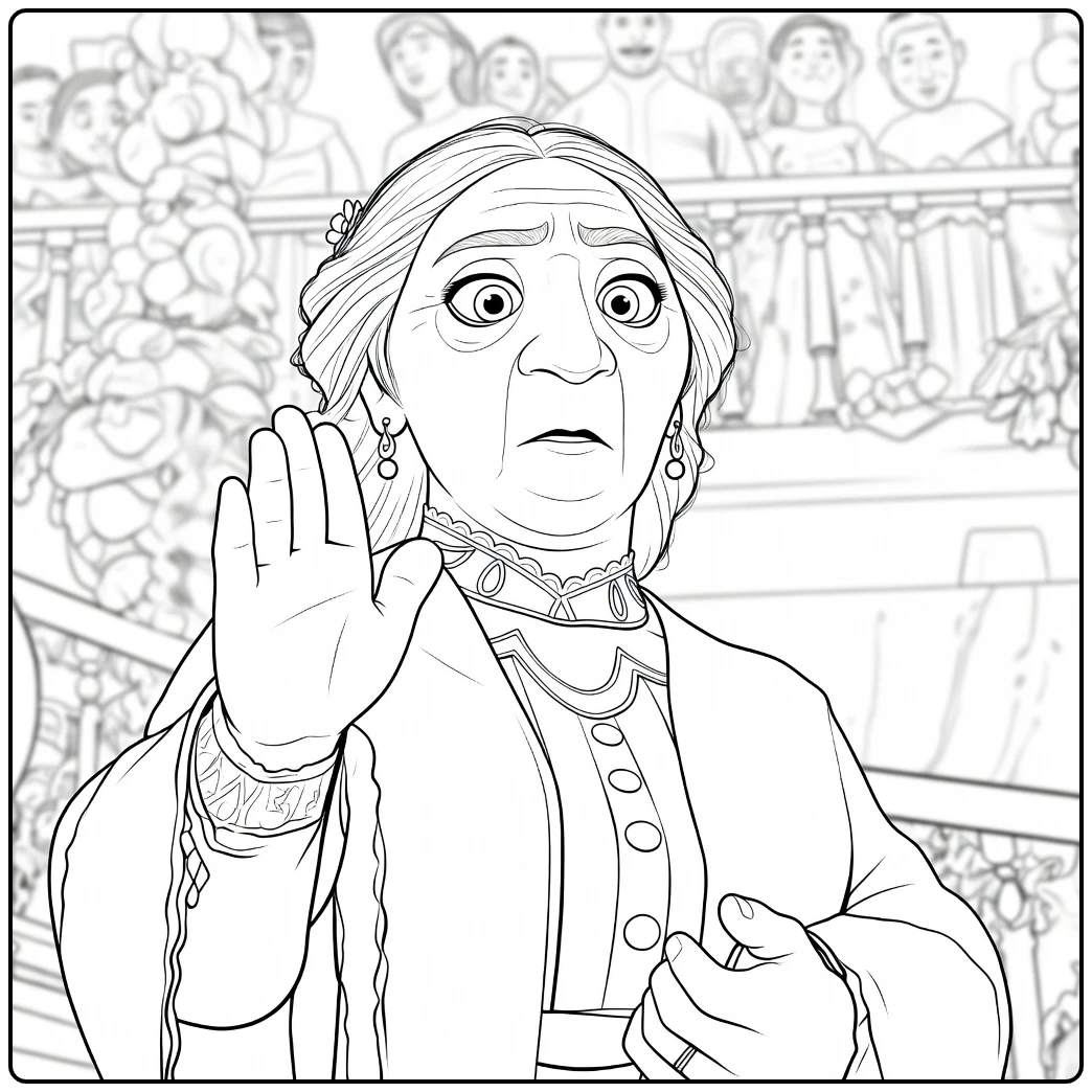Alma Encanto Abuela Startled coloring page