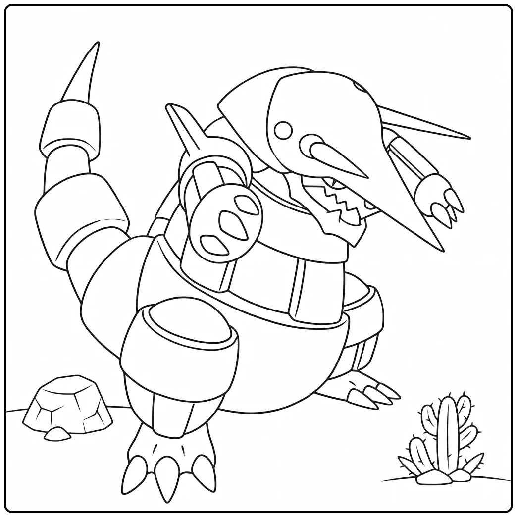 Aggron Tough Armor and Desert Setting coloring page