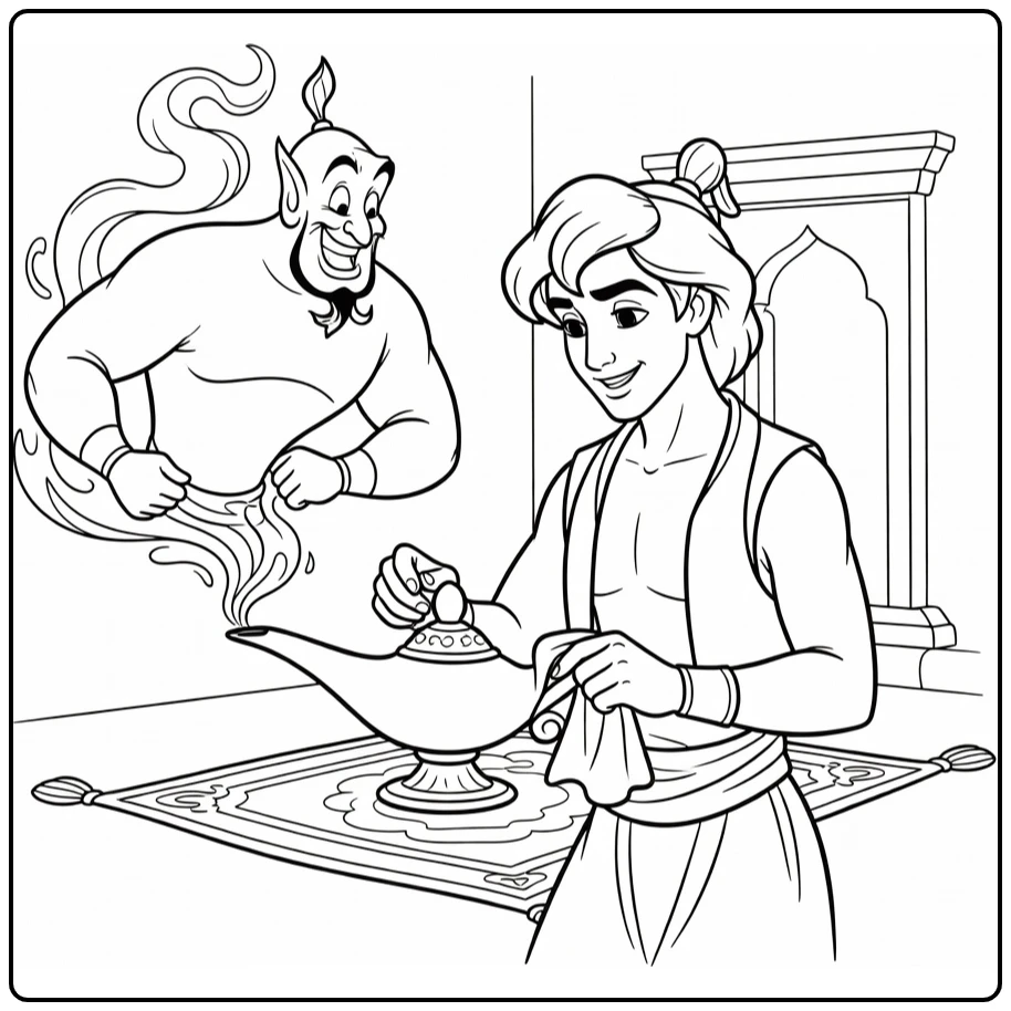 Aladdin Genie from Swirling Smoke coloring page