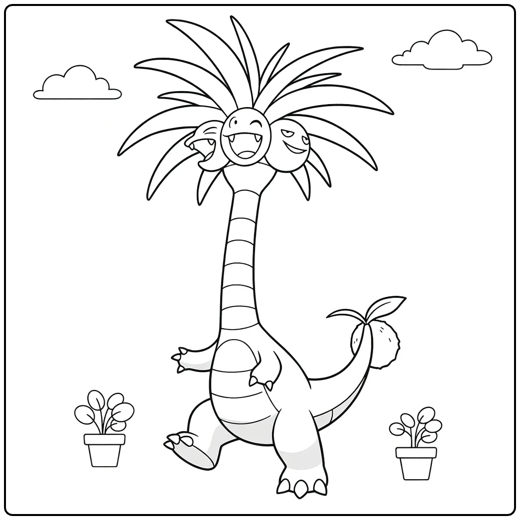 alolan exeggutor coloring page palm Pokemon wandelt