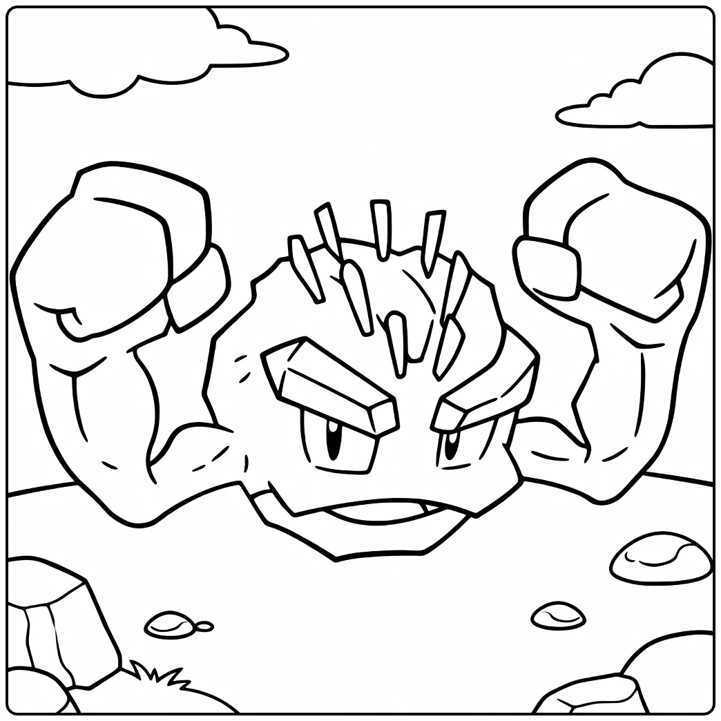 Alolan Geodude for Tough Coloring coloring page