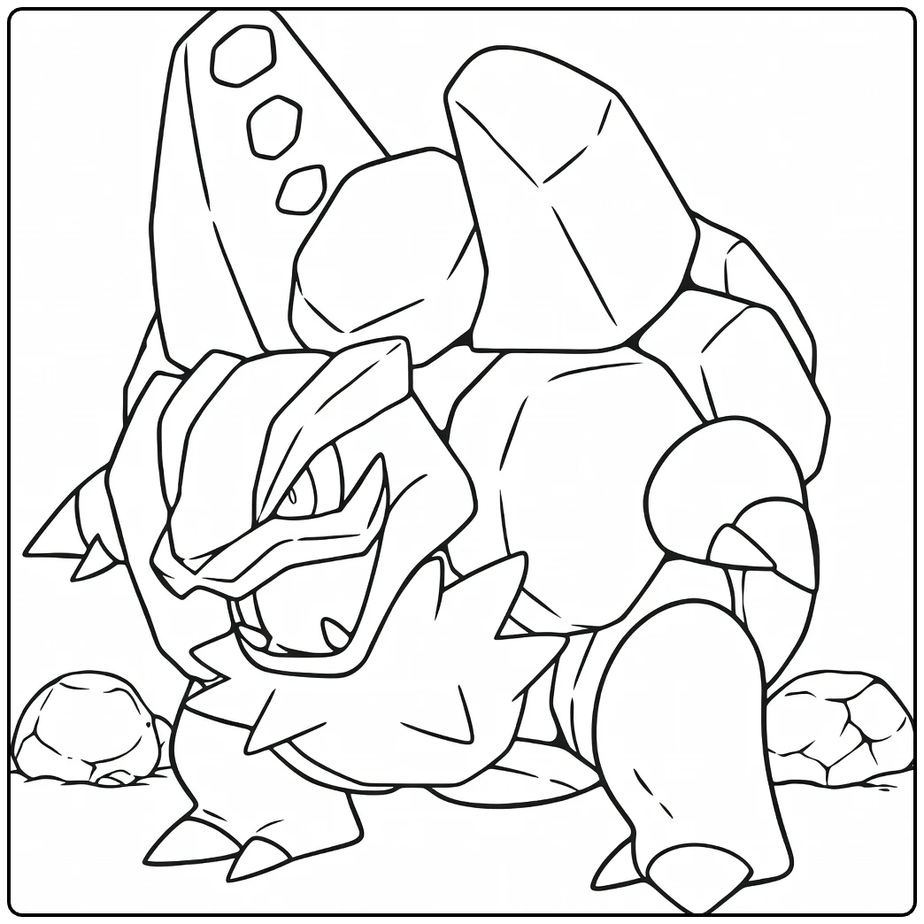 Alolan Golem in Dynamic Pose coloring page