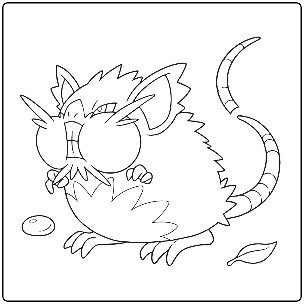 alolan Raticate Tanden and Klauwen coloring page
