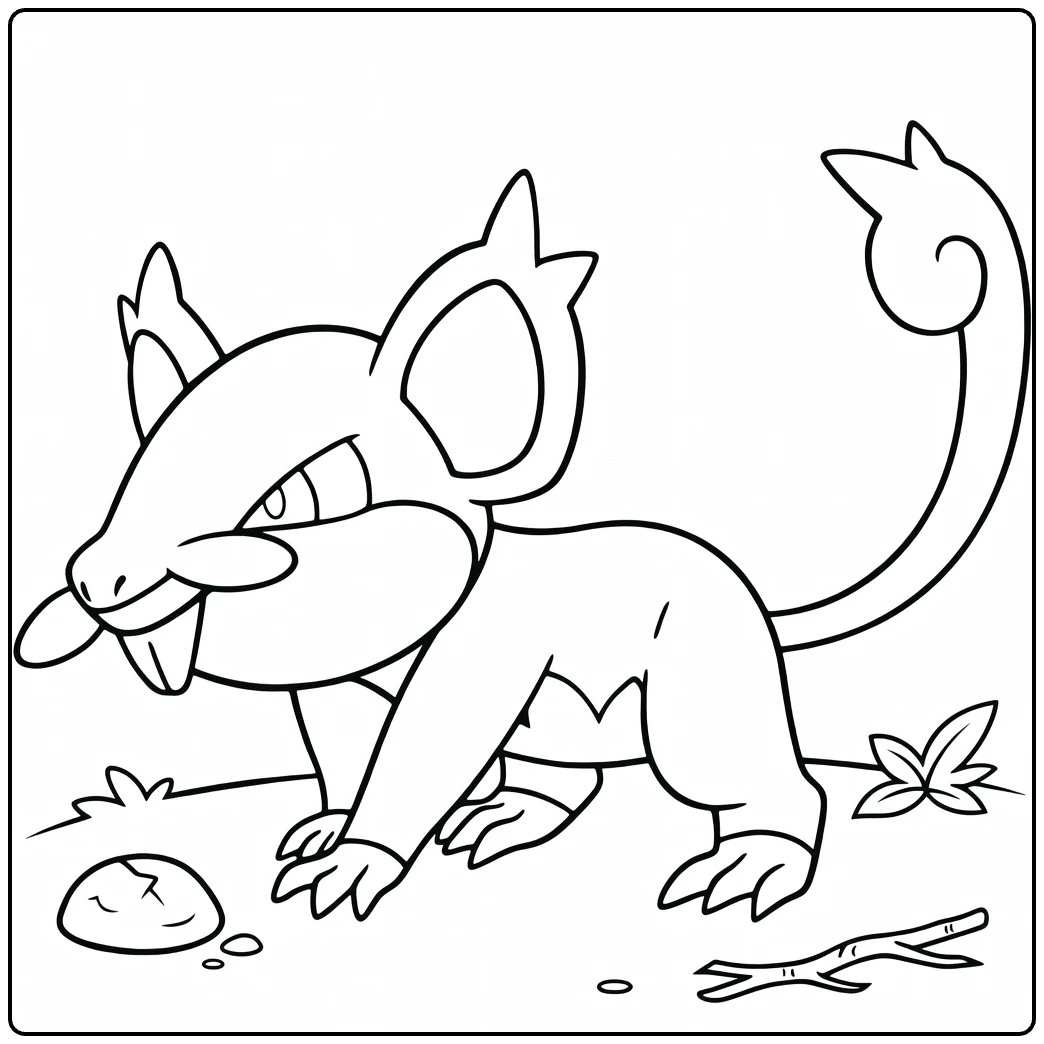 alolan Rattata Grommend on Gebarsten Rock coloring page