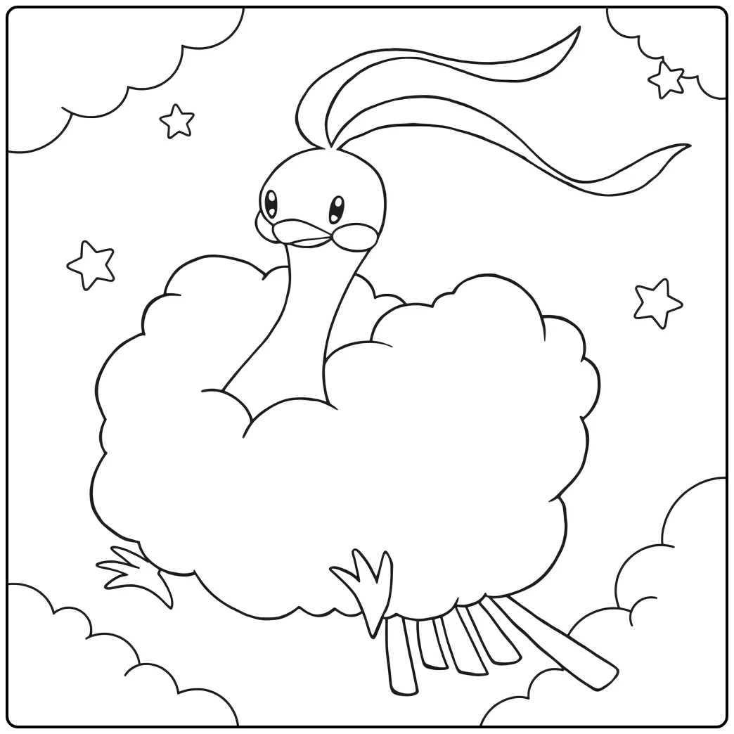 Altaria Fluffy Clouds and Stars coloring page
