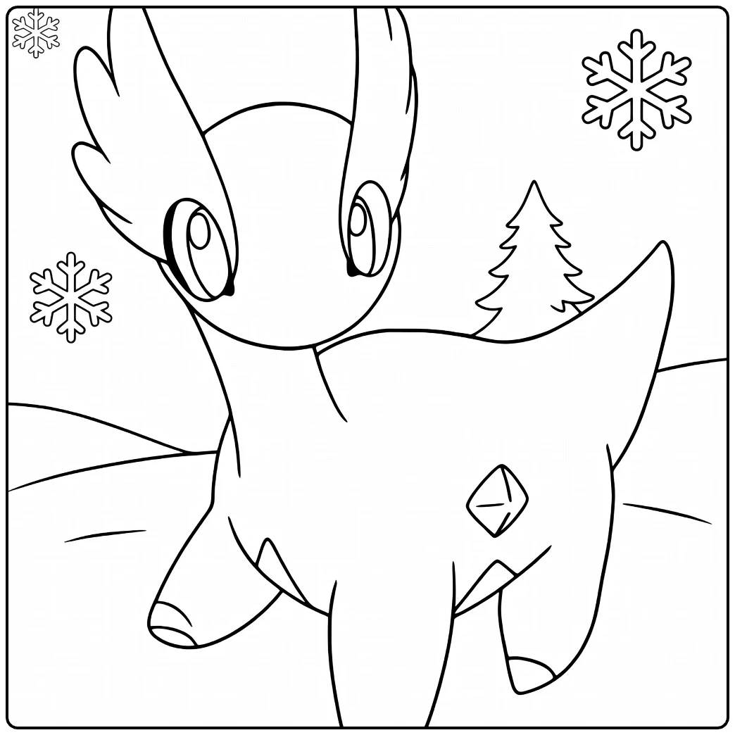 Amaura in Winter Landscape with Tree coloring page
