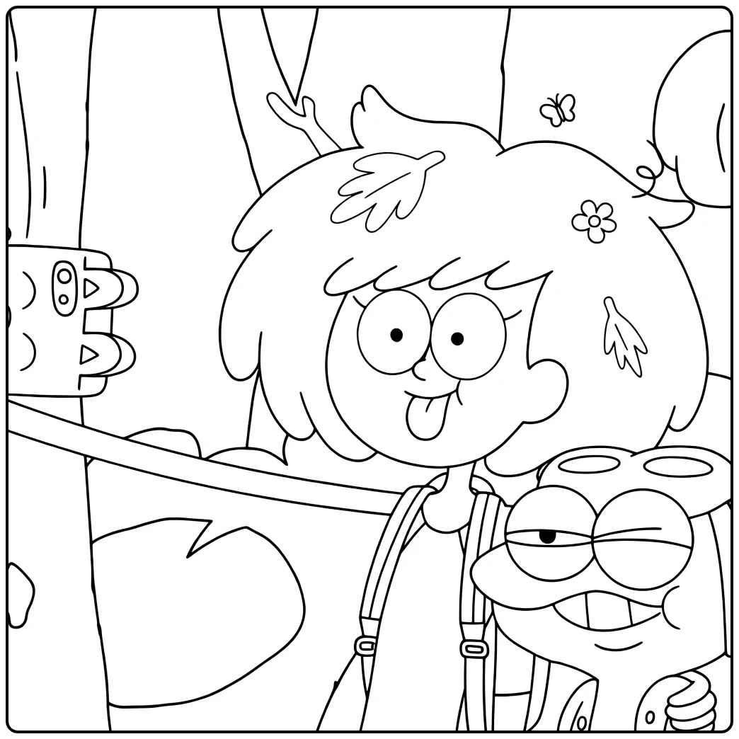 amphibia Anne and Sprig Ready for Adventure coloring page