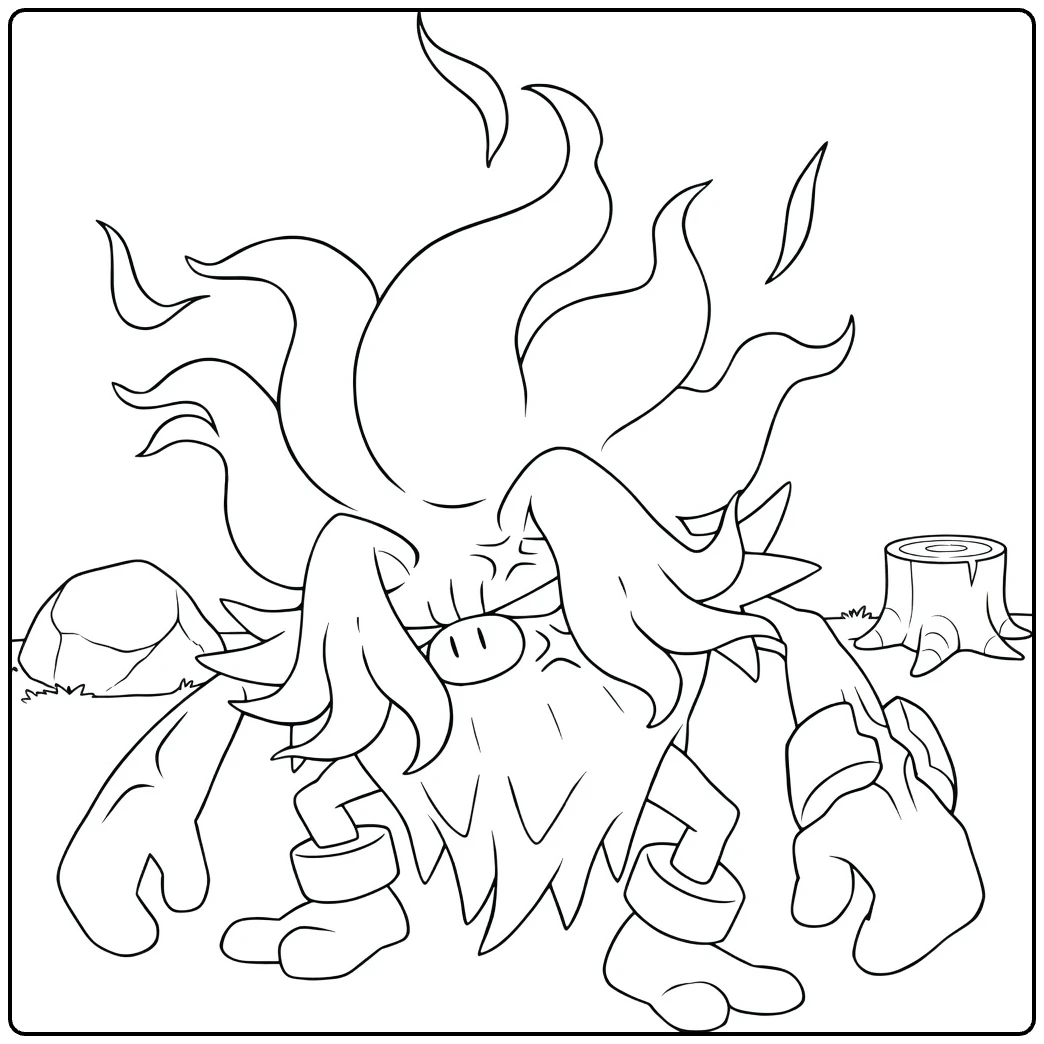 Annihilape in Dynamic Battle Pose coloring page
