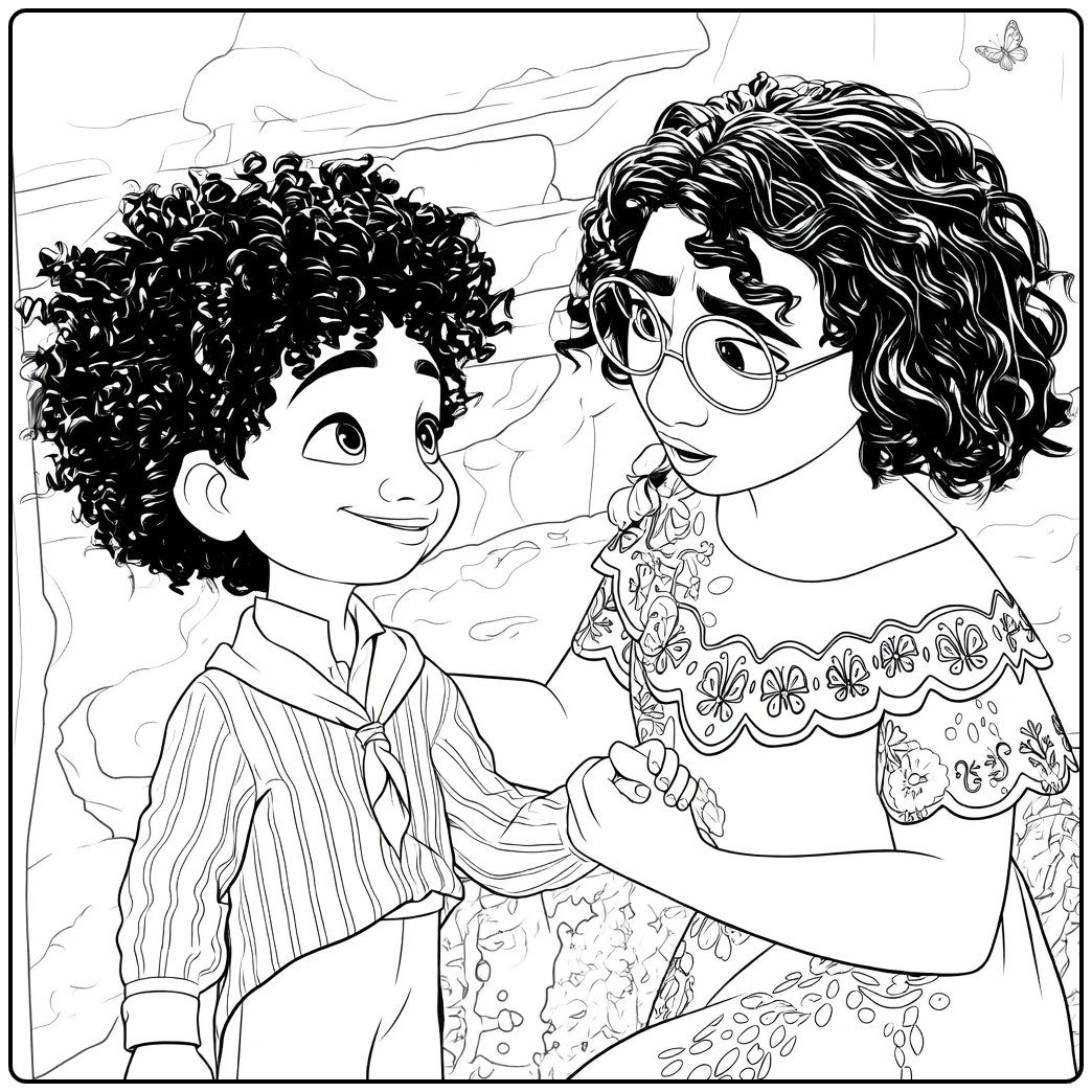 Antonio Madrigal in Hand with Mother coloring page