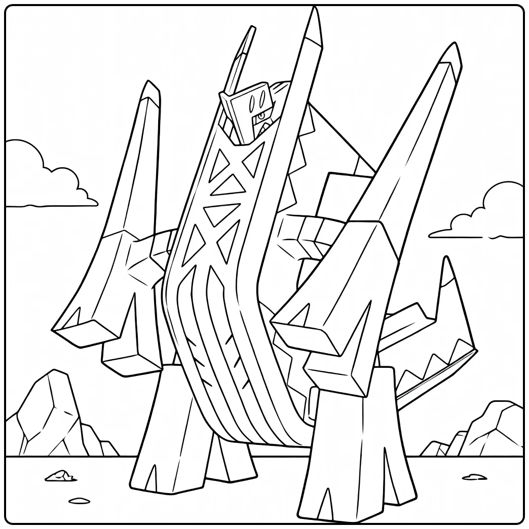 archaludon coloring page majesteitelijke draken Pokemon