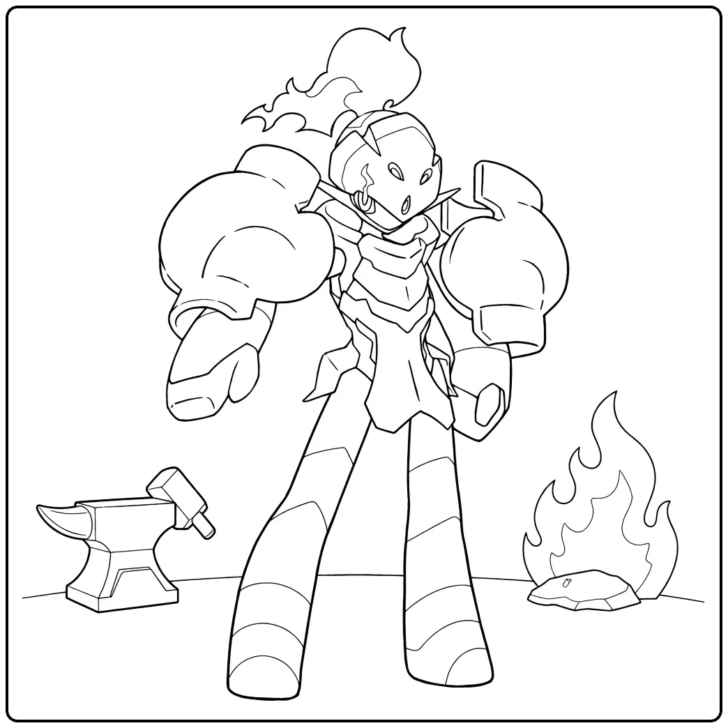 armarouge coloring page Pokemon smidse scene