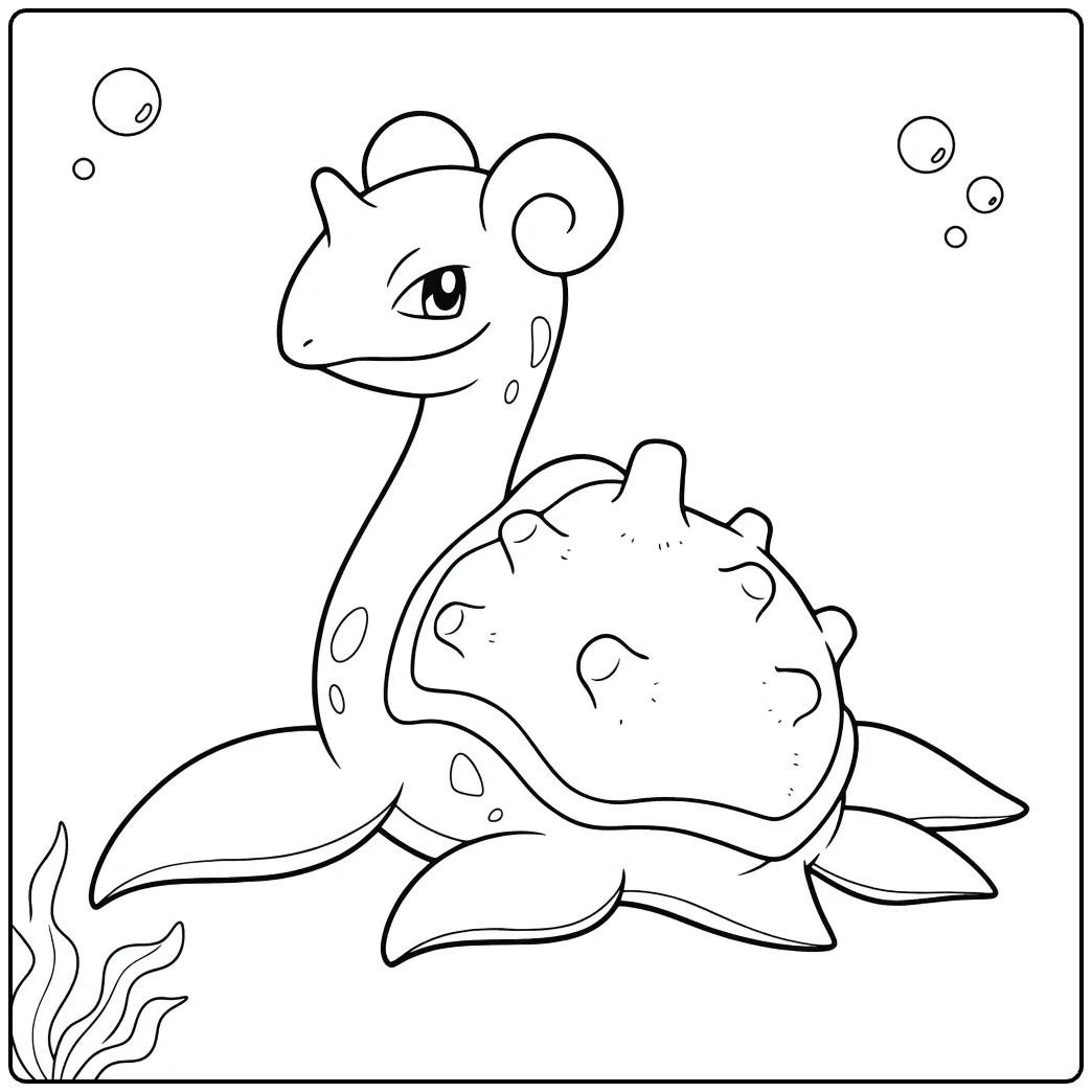 Articuno Lapras in Sea with Bubbles coloring page