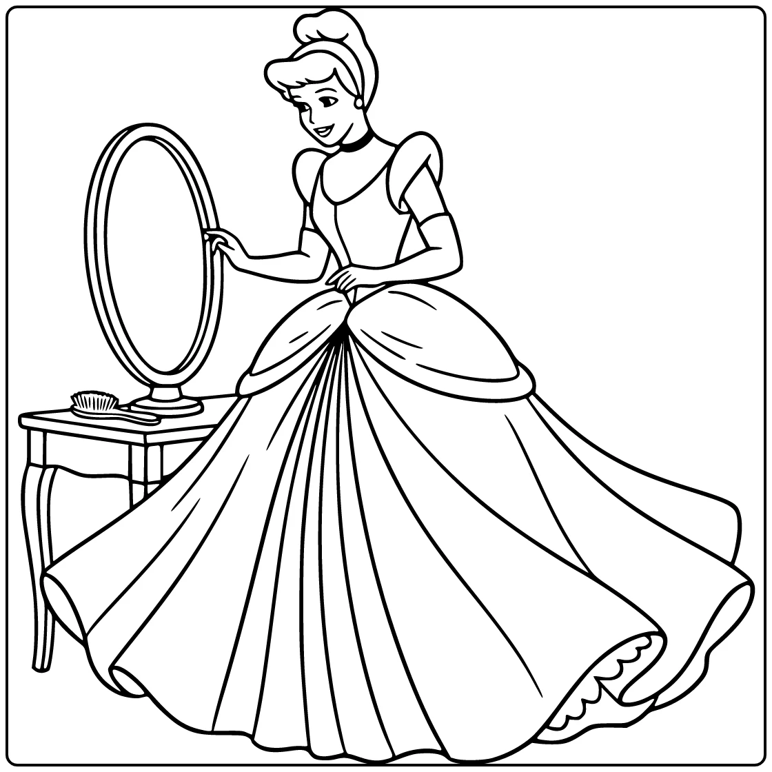 assepoester coloring page with spiegeltransformatie baljurk