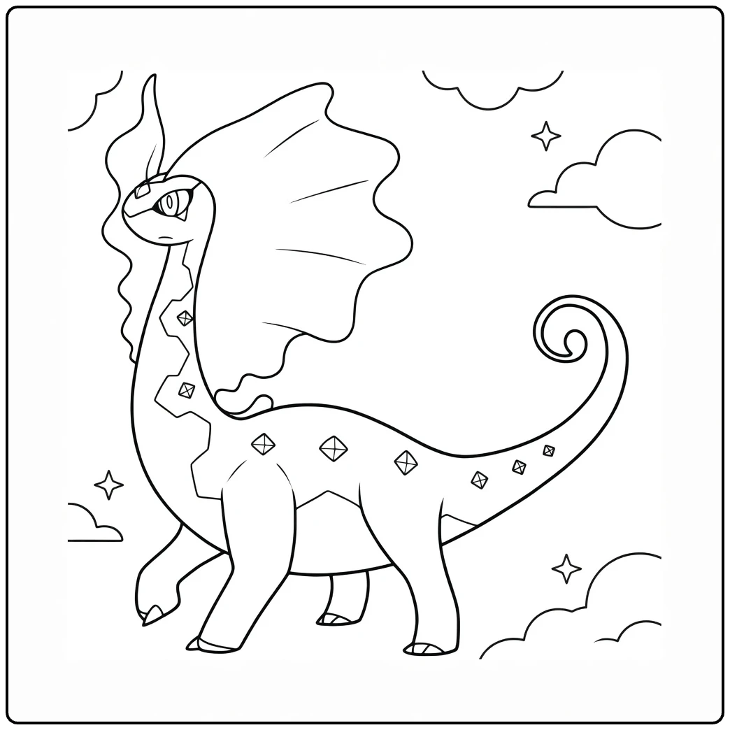 Aurorus for Kids Majestic Pokemon Dinosaur coloring page