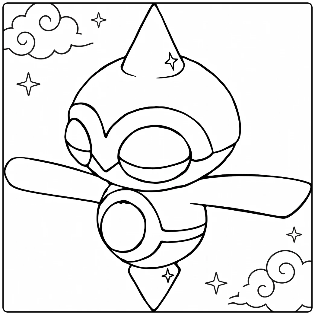 baltoy coloring page Pokemon zweeft door clouds