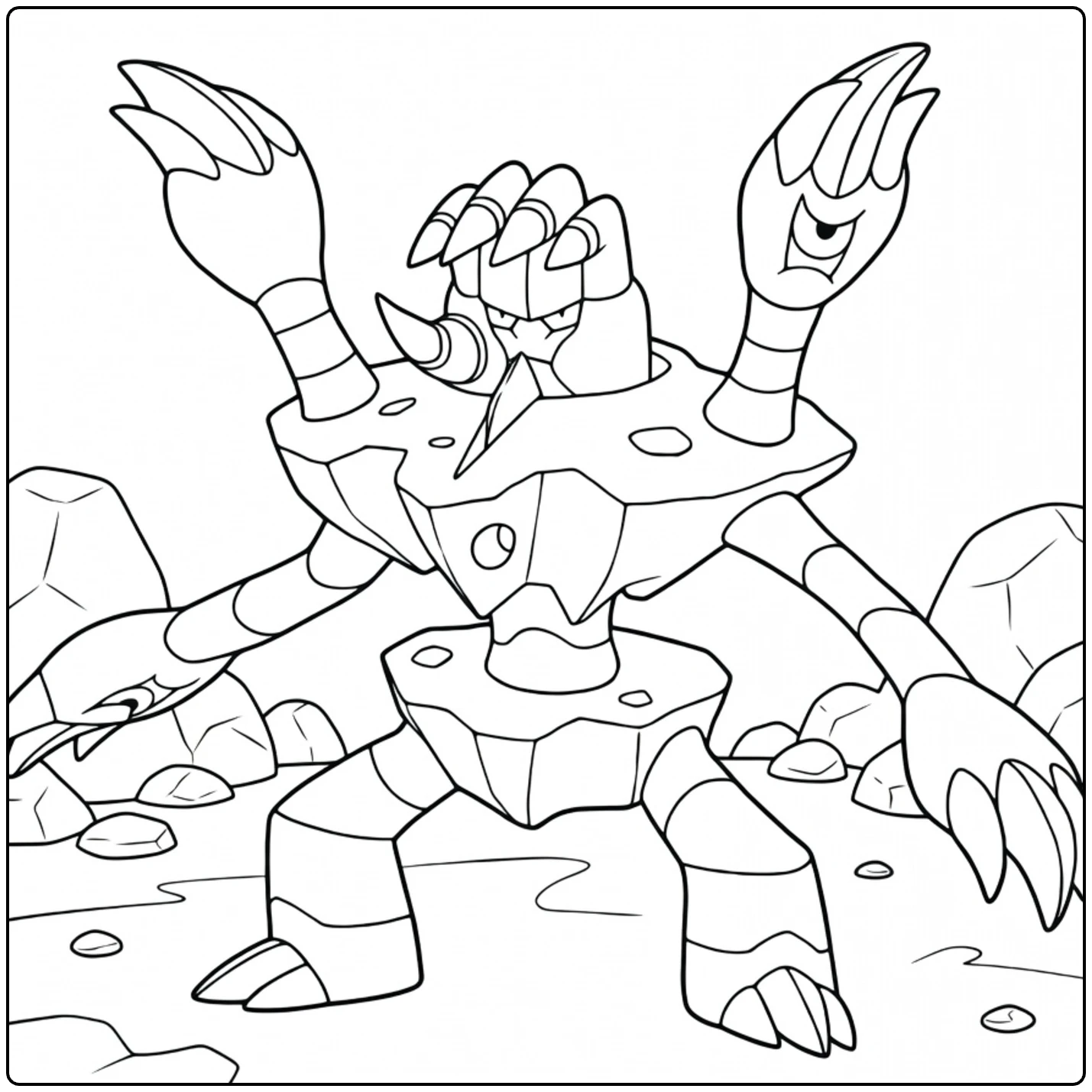 Barbaracle Stone Pokemon in Action coloring page
