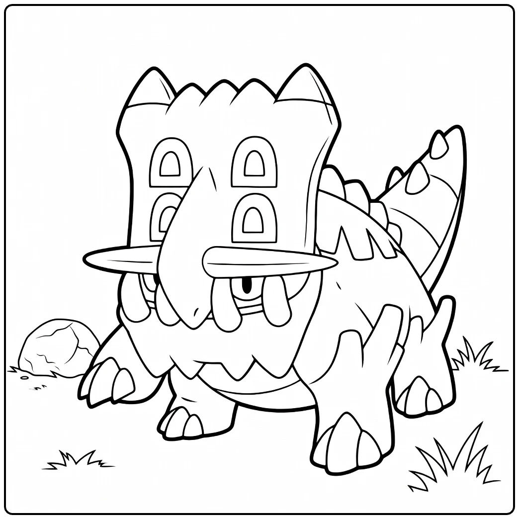 Bastiodon Grass and Rock for Kids coloring page