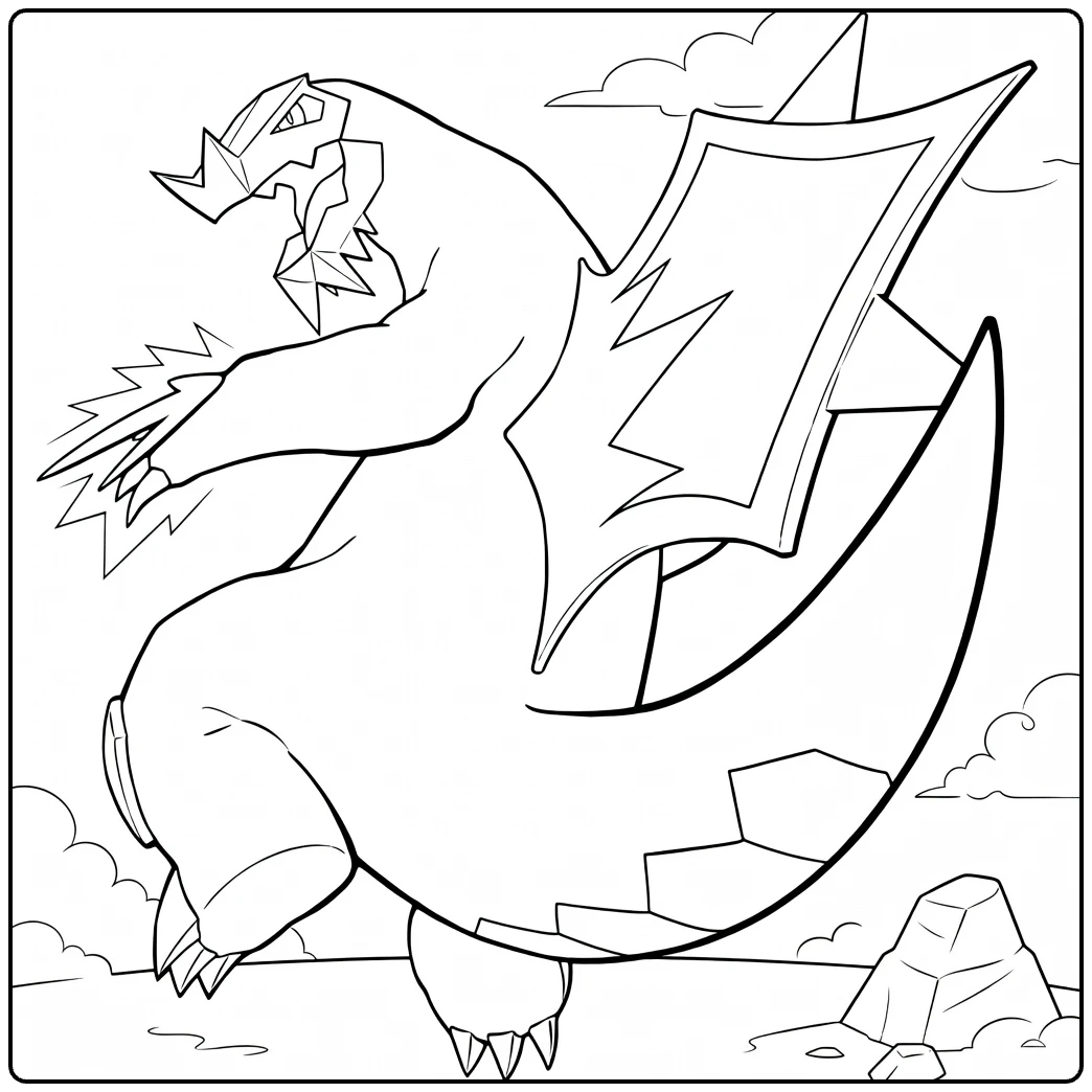 baxcalibur coloring page krachtige dragon in action