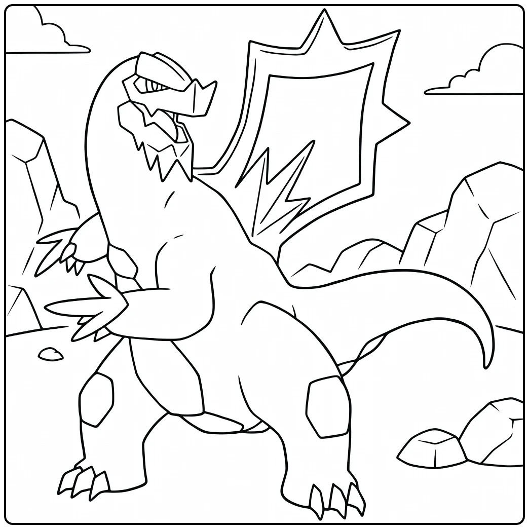 Baxcalibur Tough Pokemon Dragon in Action coloring page