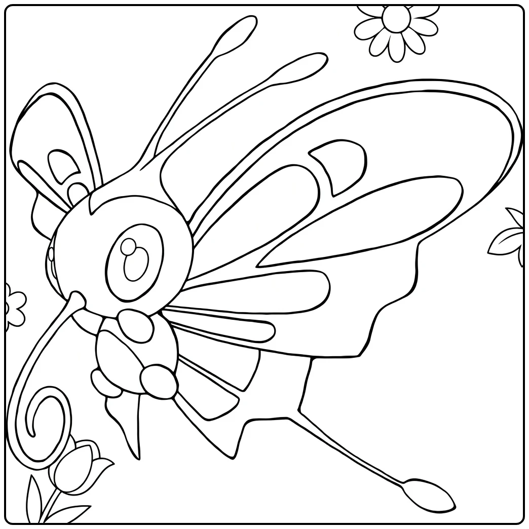 Beautifly Tulips and Daisies coloring page