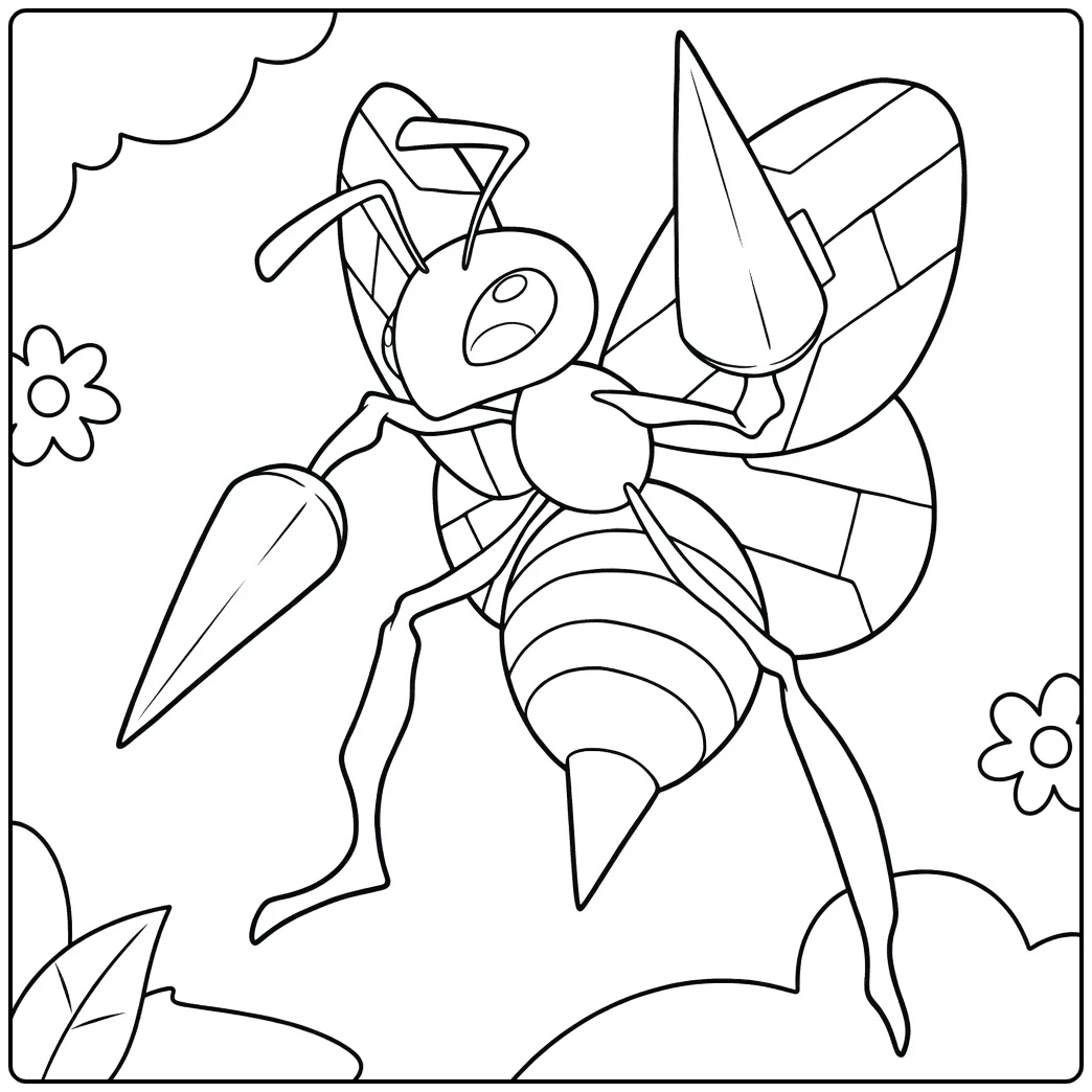 Beedrill Winged with Pokemon coloring page