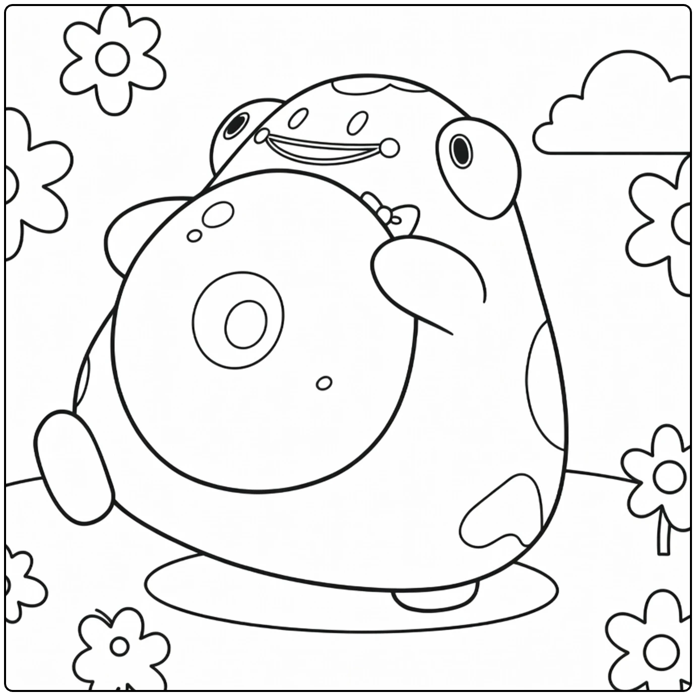 Bellibolt Cloud and Flowers coloring page