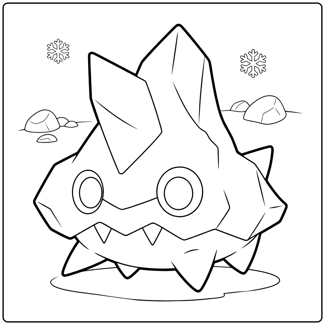 Bergmite for Kids Cute Ice Monster coloring page