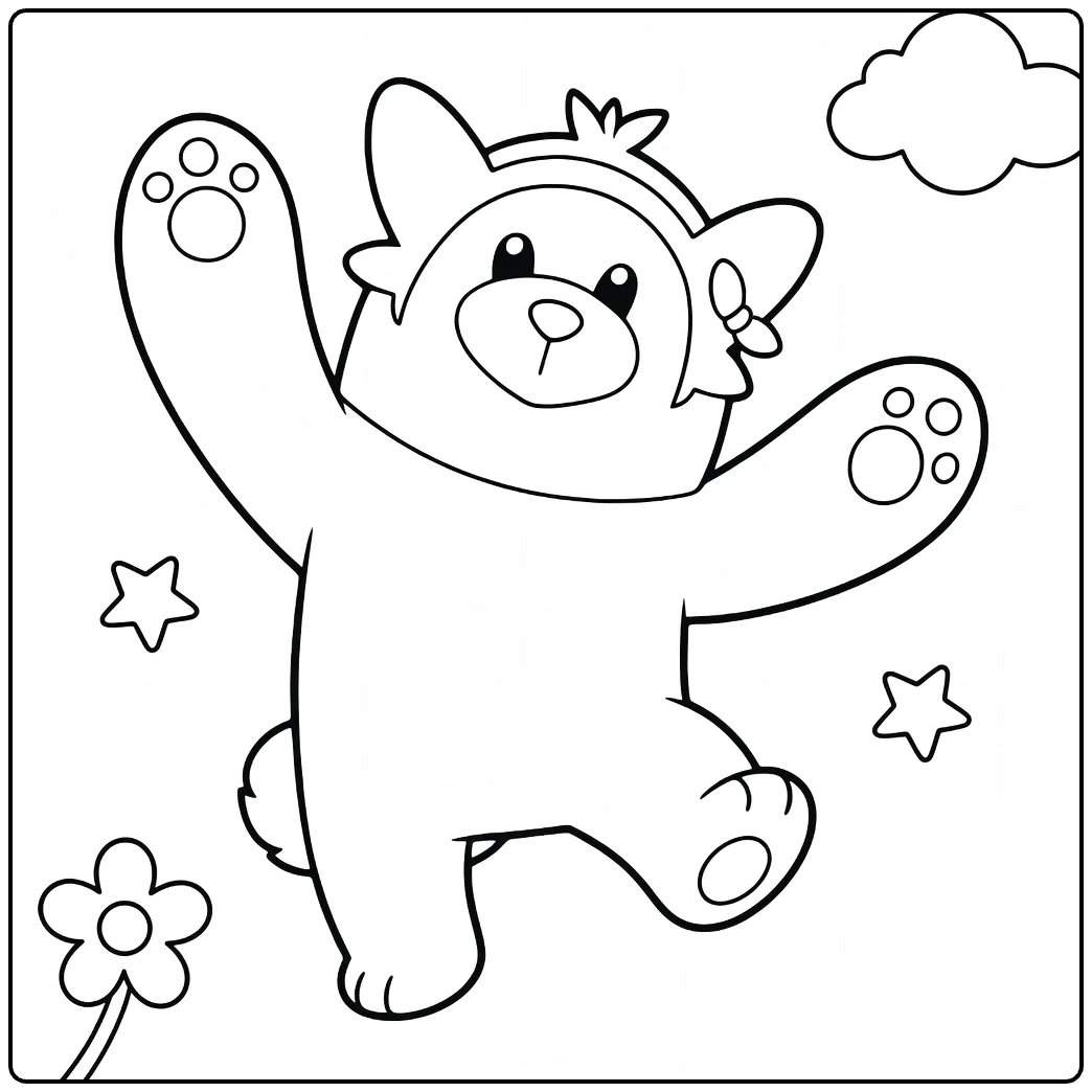 Cheerful Dancing Bewear Arms Wide coloring page