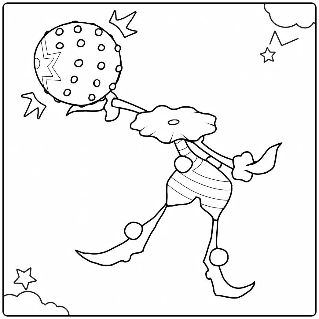 Blacephalon in Dynamic Pose Holding coloring page
