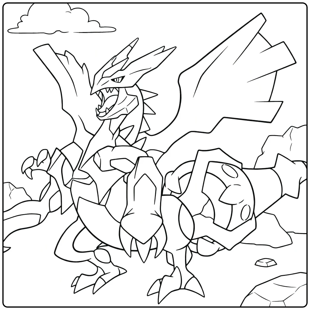 black kyurem coloring page for Pokemon fans