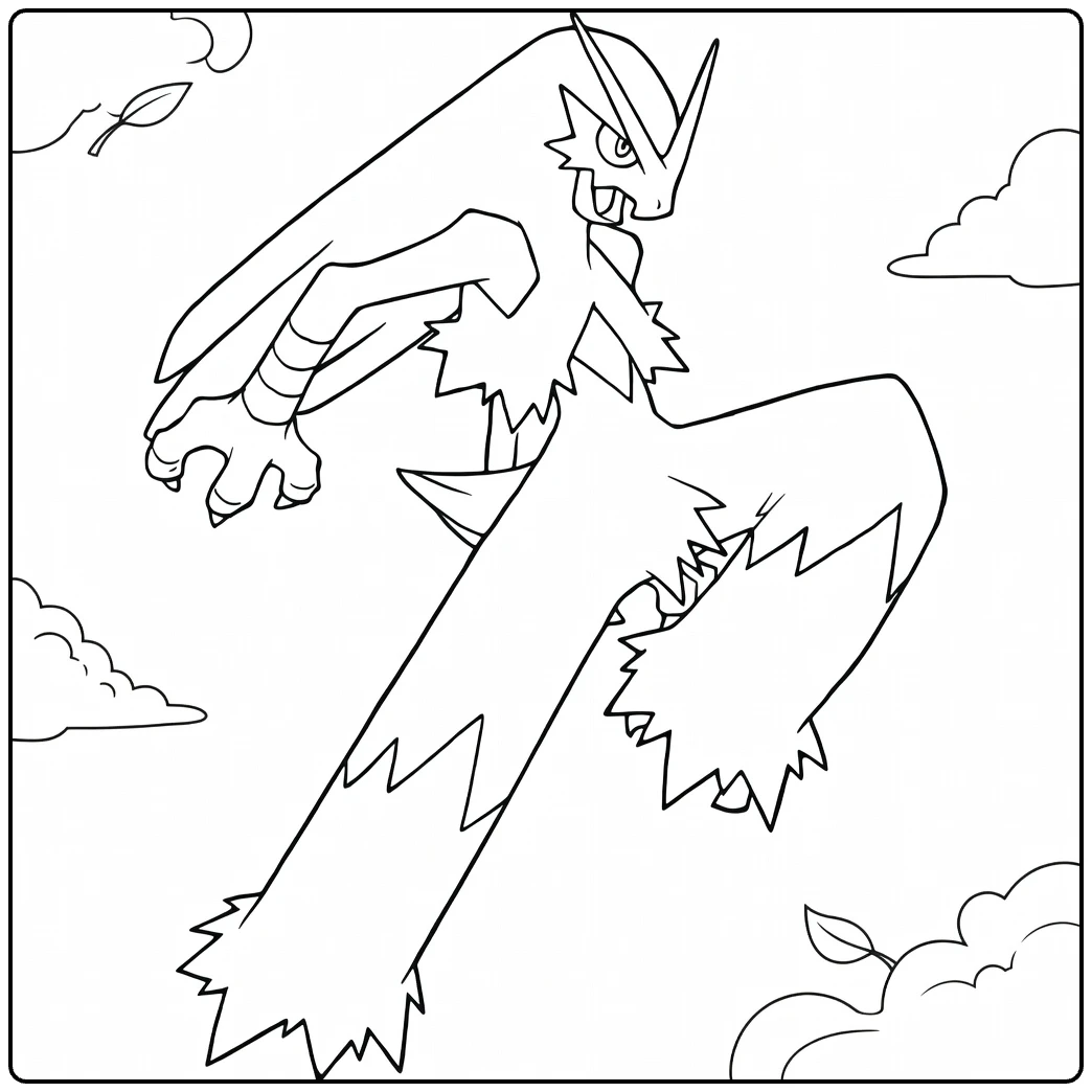Blaziken Fiery Fighter in Jumping Action coloring page