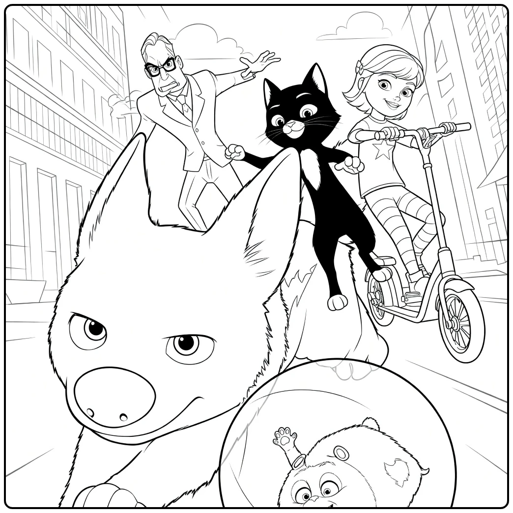 bolt Adventure in the City with Superhelden coloring page