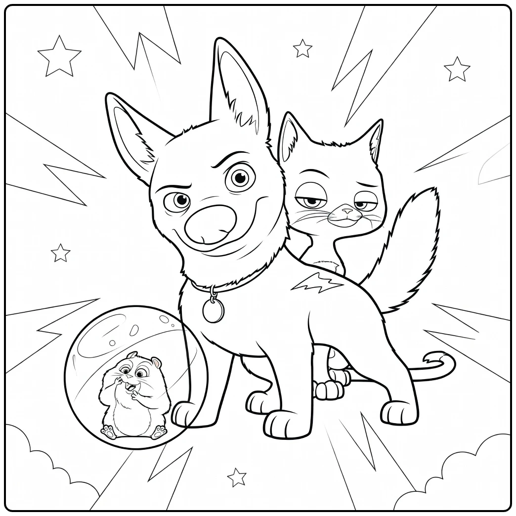 bolt Adventure with Superhero Animals coloring page