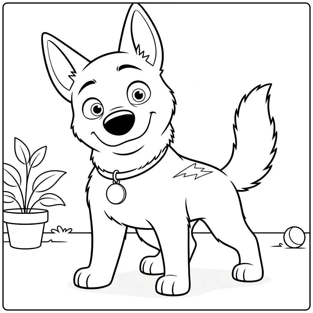 bolt Happy Cartoon Hond for Children coloring page