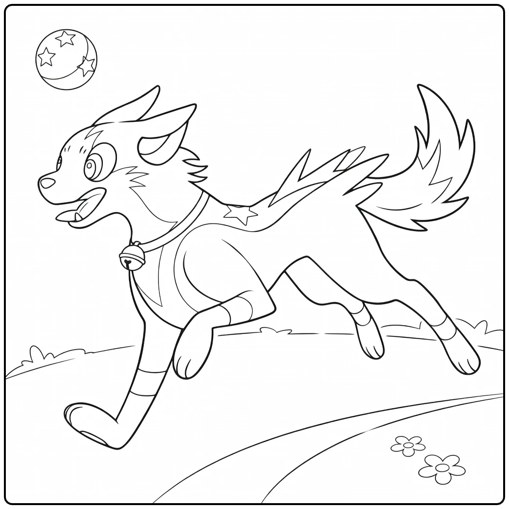Boltund Excited Running Super Dog coloring page