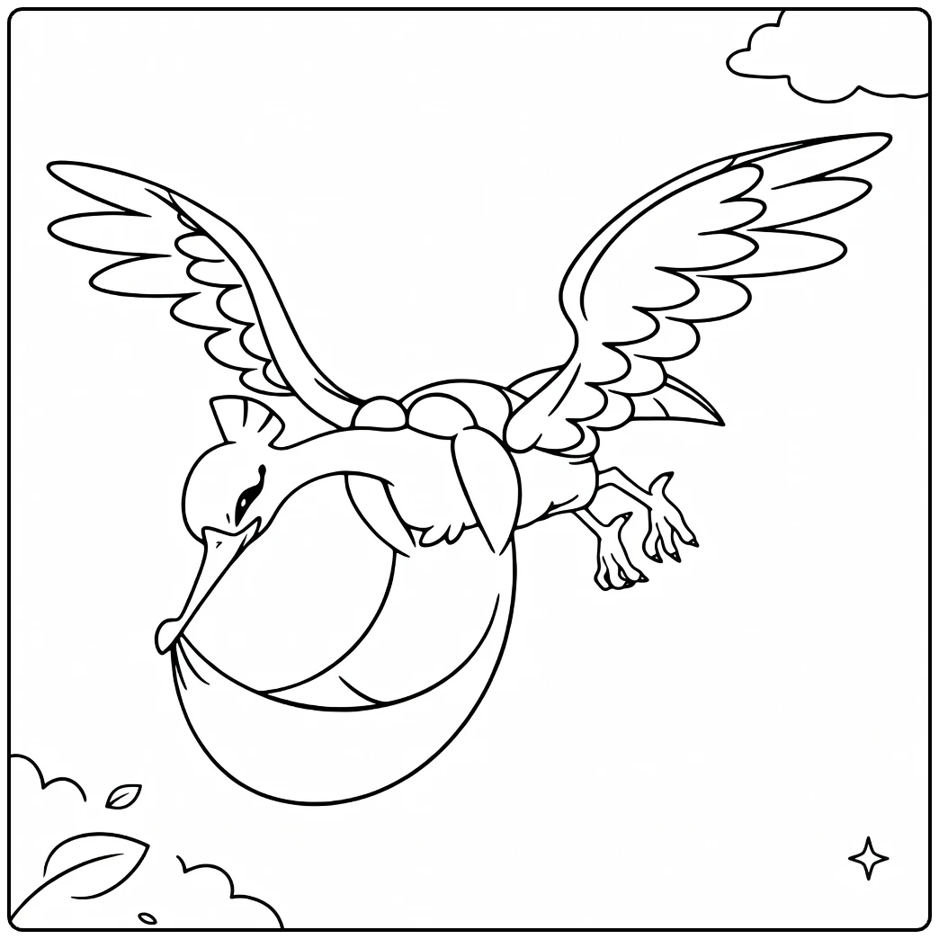 Bombirdier Bird Carrying Moon in Bag coloring page
