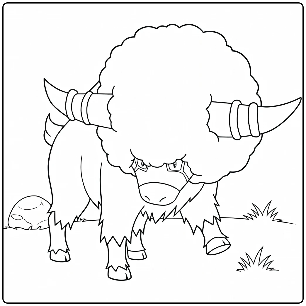 bouffalant coloring page of felle Pokemon buffel